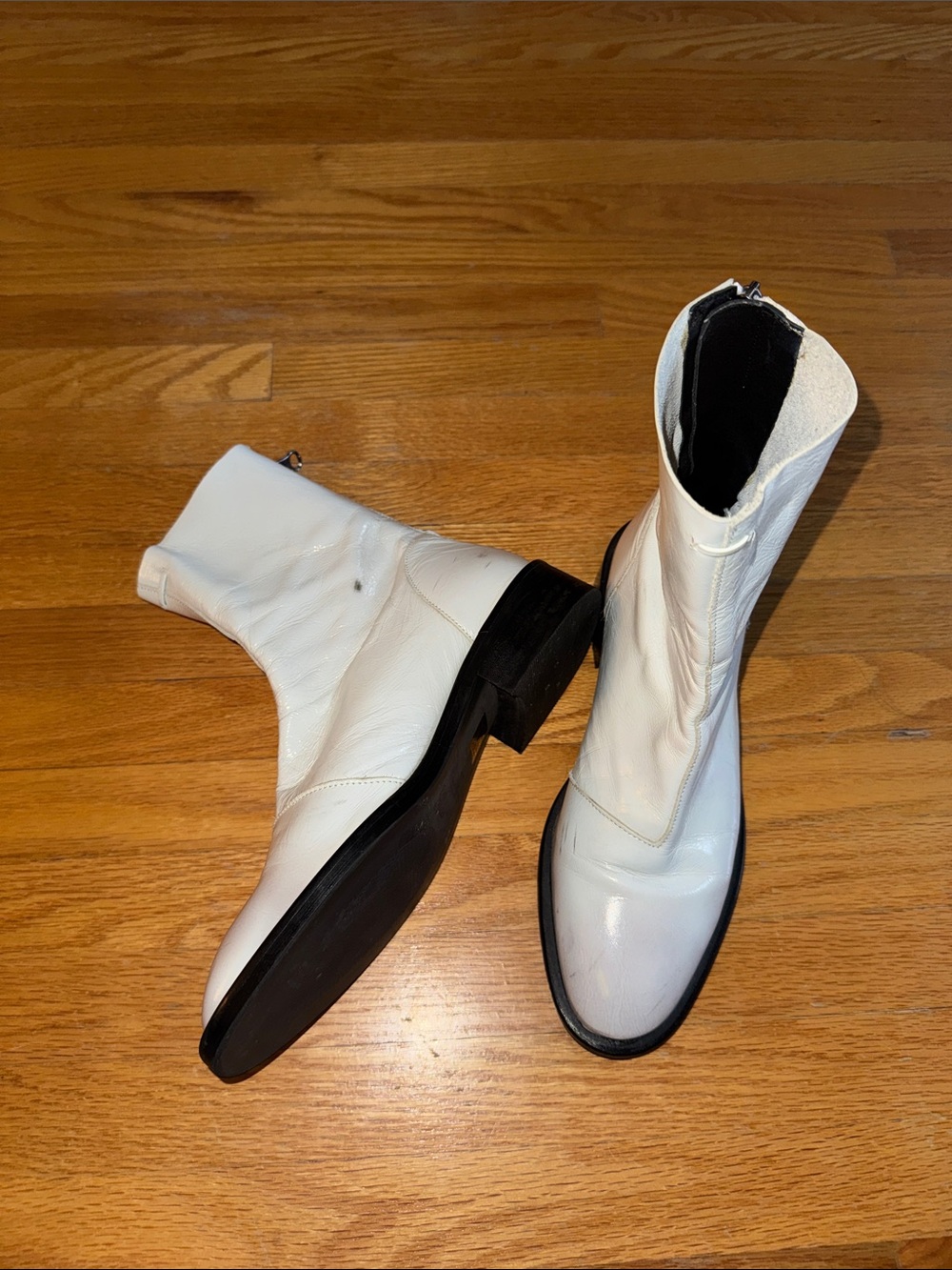 L’Intervalle White Leather Mid-Calf Women's Boots
